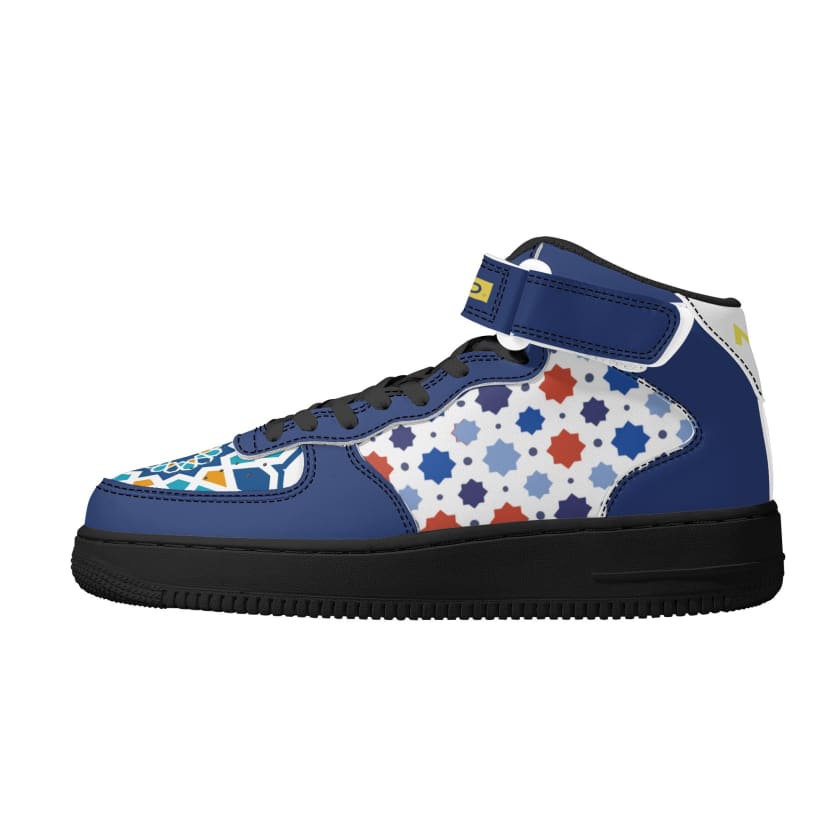 Baskets MAR montantes en cuir motif zellige Marocain pour
