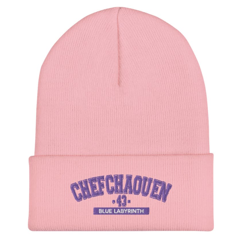 Bonnet à Revers Chefchaouen 43 Blue labyrinth brodé