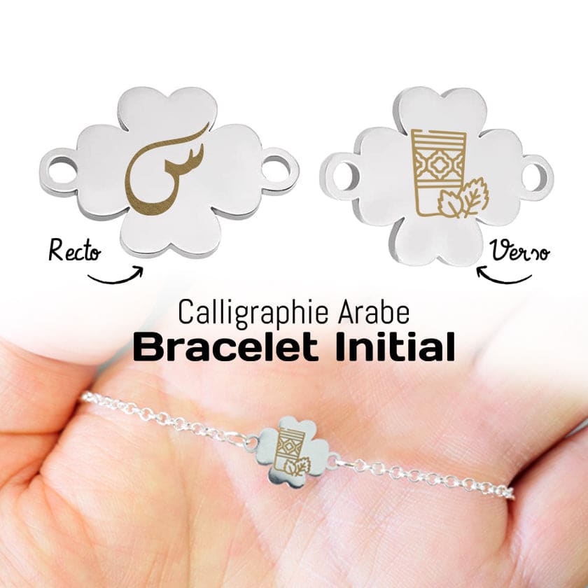 Bracelet trèfle Personnalisé Femme Bracelet Initial Femme