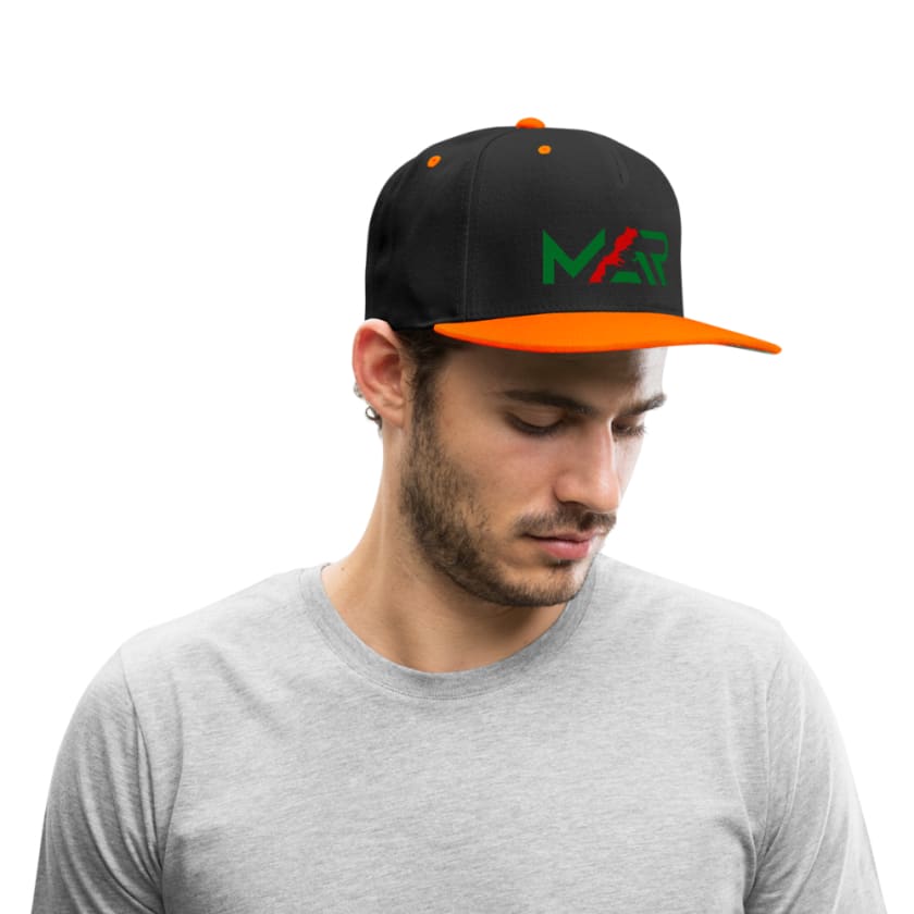 Casquette MAR snapback imprimé - noir/orange néon