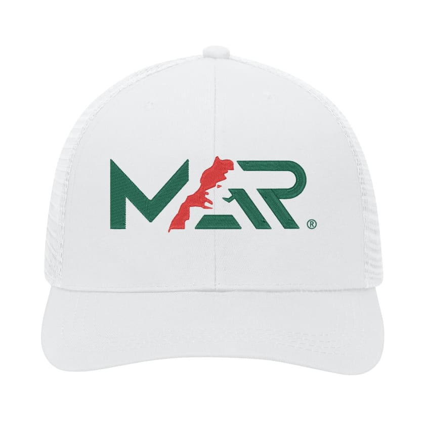 Casquette MAROC de baseball blanche en maille quadrillée MAR