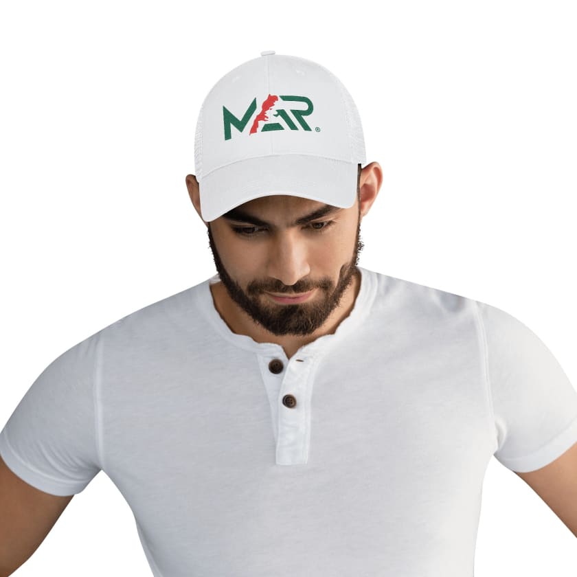 Casquette MAROC de baseball blanche en maille quadrillée MAR