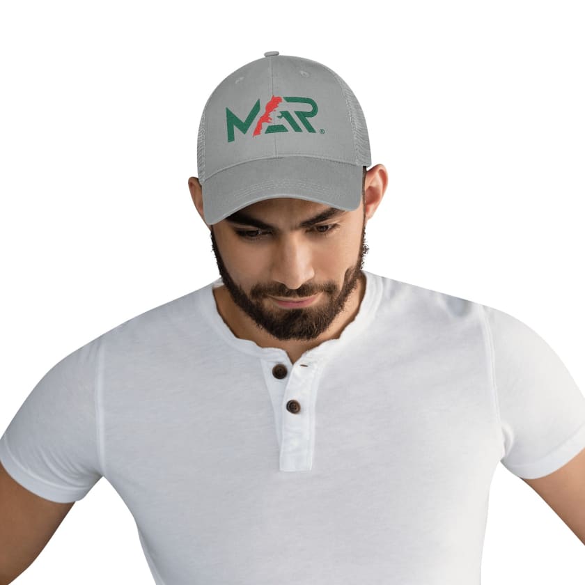 Casquette MAROC de baseball blanche en maille quadrillée MAR