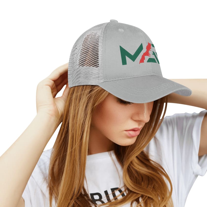 Casquette MAROC de baseball blanche en maille quadrillée MAR