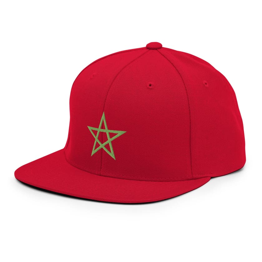Casquette Snapback Rouge drapeau Maroc Brodé étoile verte