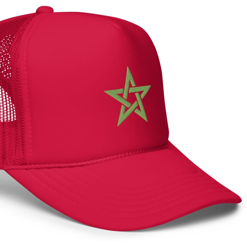 Casquette trucker en mousse rouge drapeau Maroc