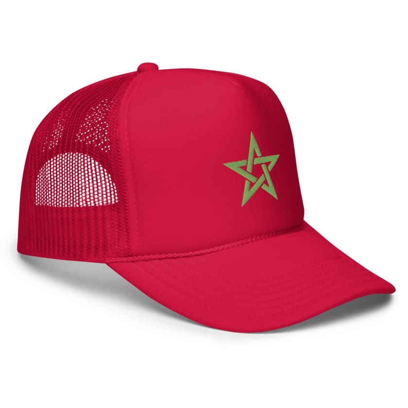 Casquette trucker en mousse rouge drapeau Maroc