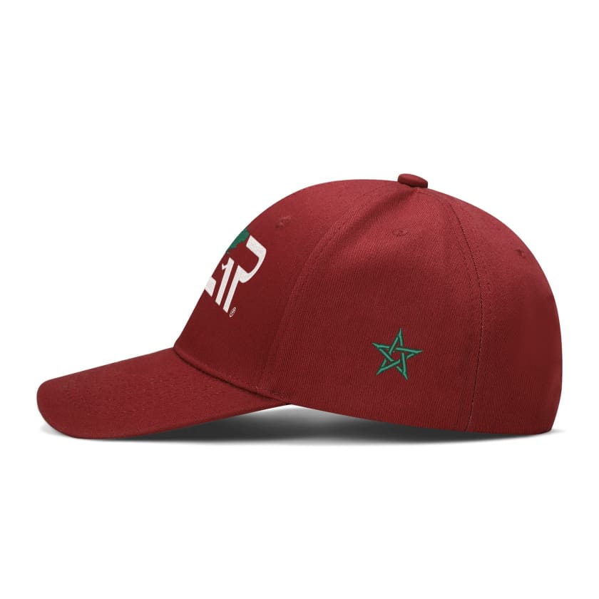 Casquettes MAR rouge de baseball brodées 4 cotés Maroc