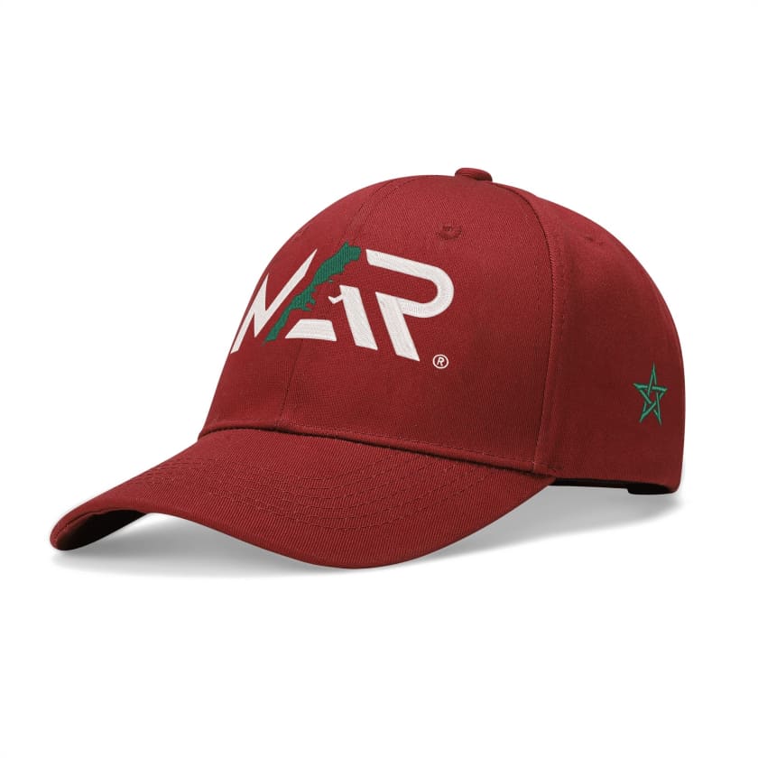Casquettes MAR rouge de baseball brodées 4 cotés Maroc
