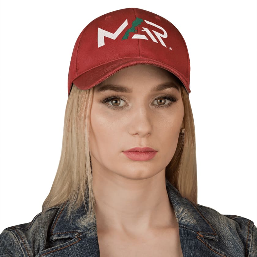 Casquettes MAR rouge de baseball brodées 4 cotés Maroc