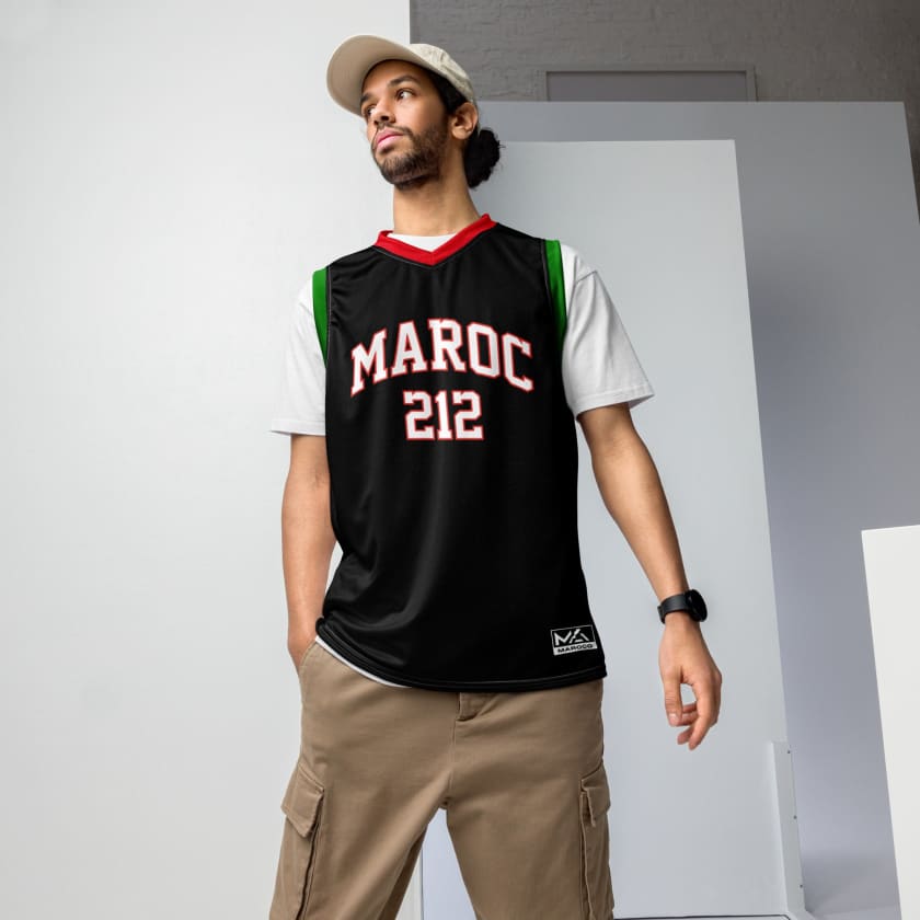 Débardeur Maillot de basket Maroc 212 Noir