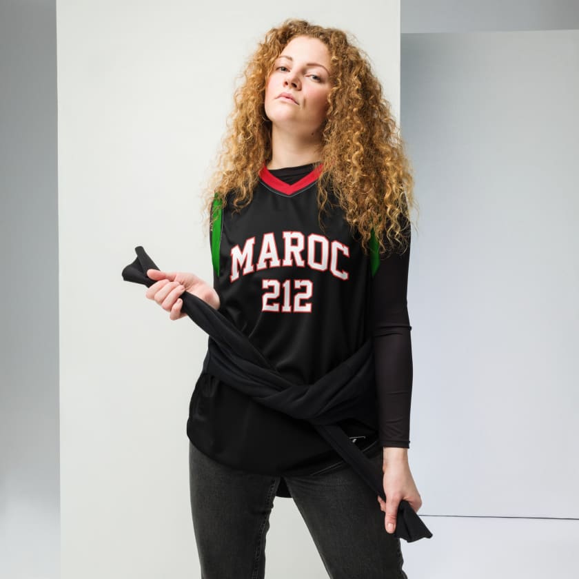 Débardeur Maillot de basket Maroc 212 Noir