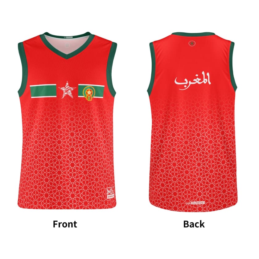 Débardeur Maillot Maroc Rouge Collection CAN 2024 Mosaïque