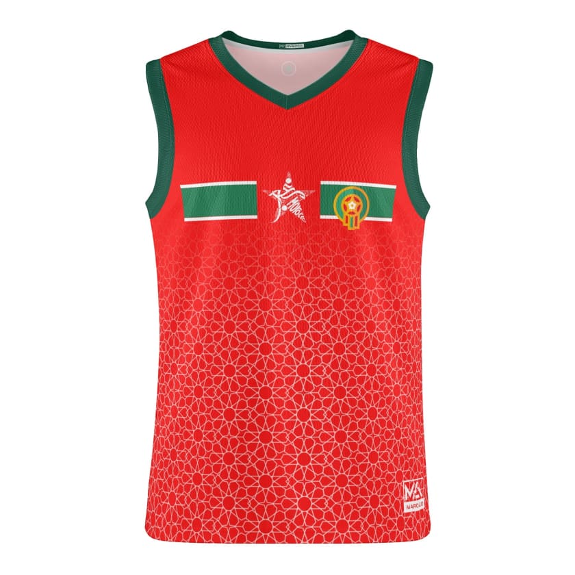 Débardeur Maillot Maroc Rouge Collection CAN 2024 Mosaïque