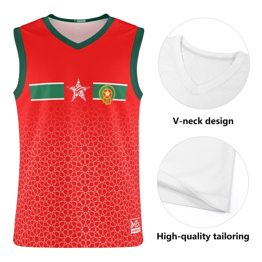Débardeur Maillot Maroc Rouge Collection CAN 2024 Mosaïque