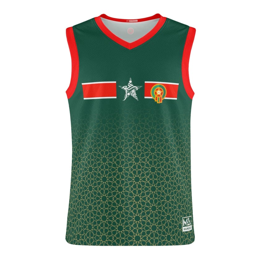 Débardeur Maillot Maroc Vert motif doré zellige Marocain
