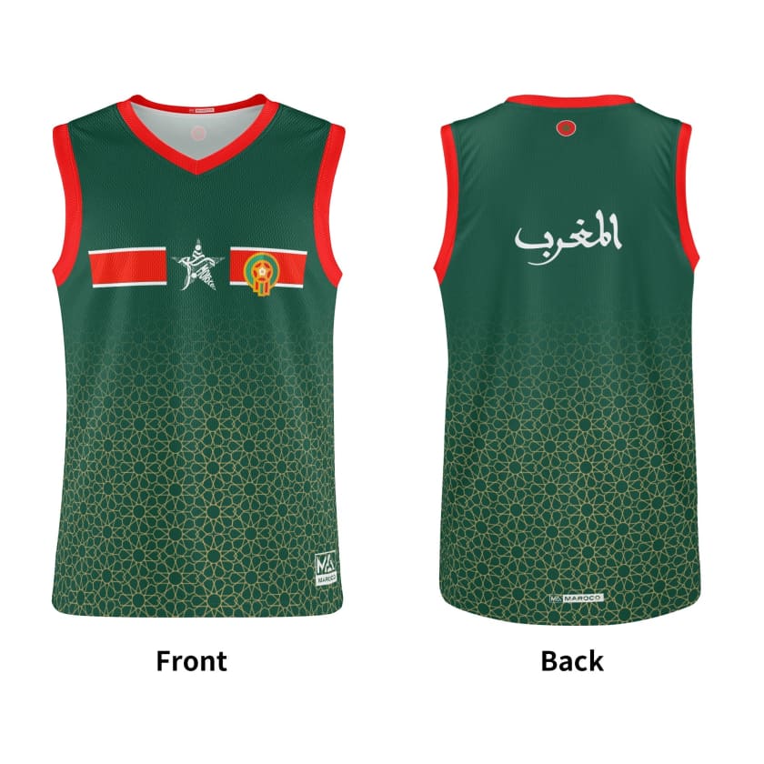 Débardeur Maillot Maroc Vert motif doré zellige Marocain