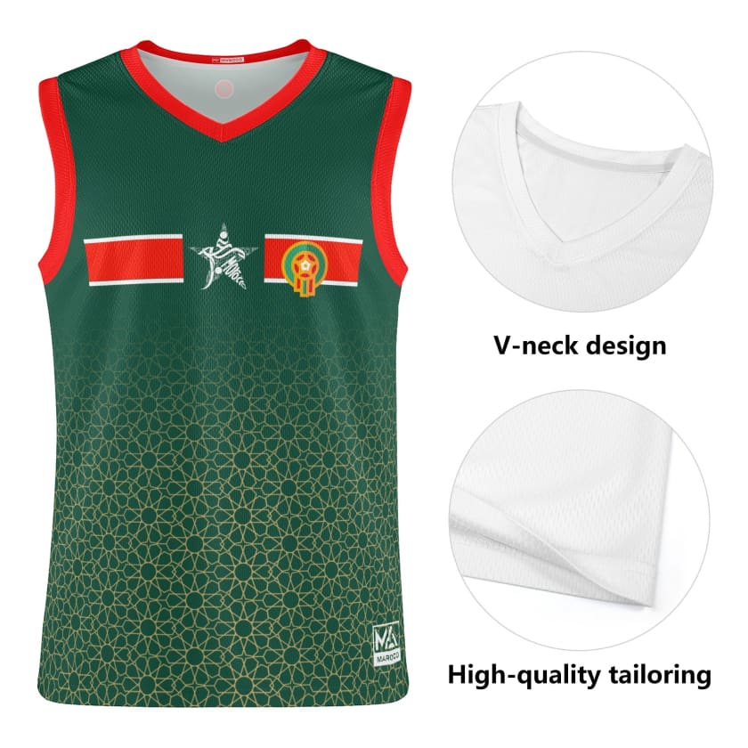 Débardeur Maillot Maroc Vert motif doré zellige Marocain