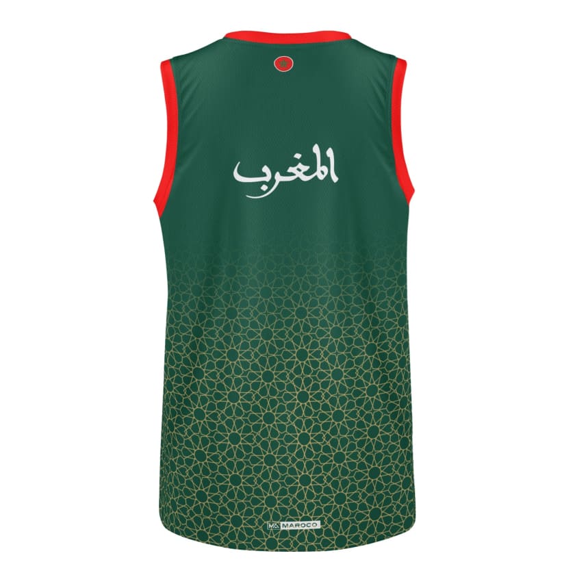 Débardeur Maillot Maroc Vert motif doré zellige Marocain