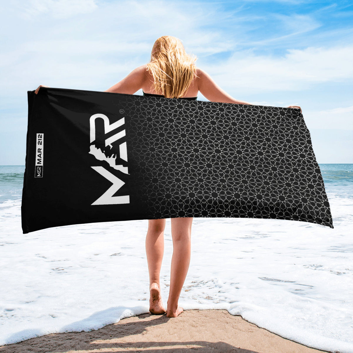 Drap de plage noir Collection MAR Mosaïque