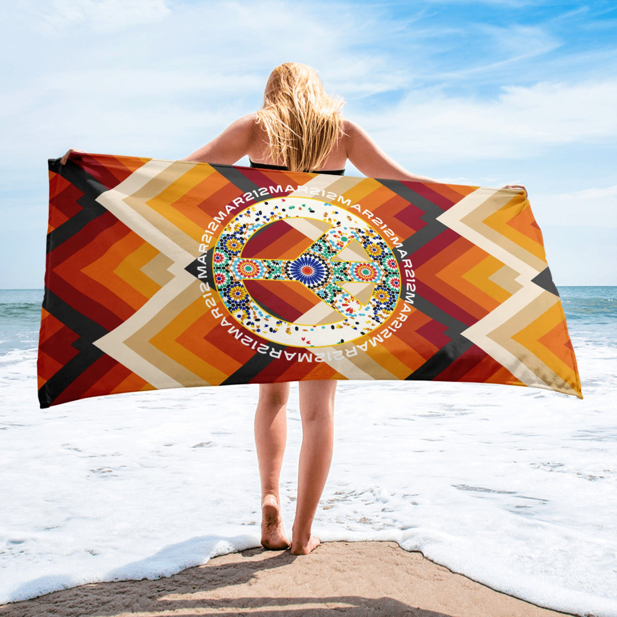 Drap de plage peace and love Zellige