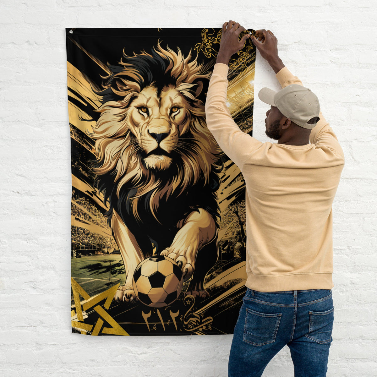 Drapeau Maroc Lion Atlas supporter Maroc