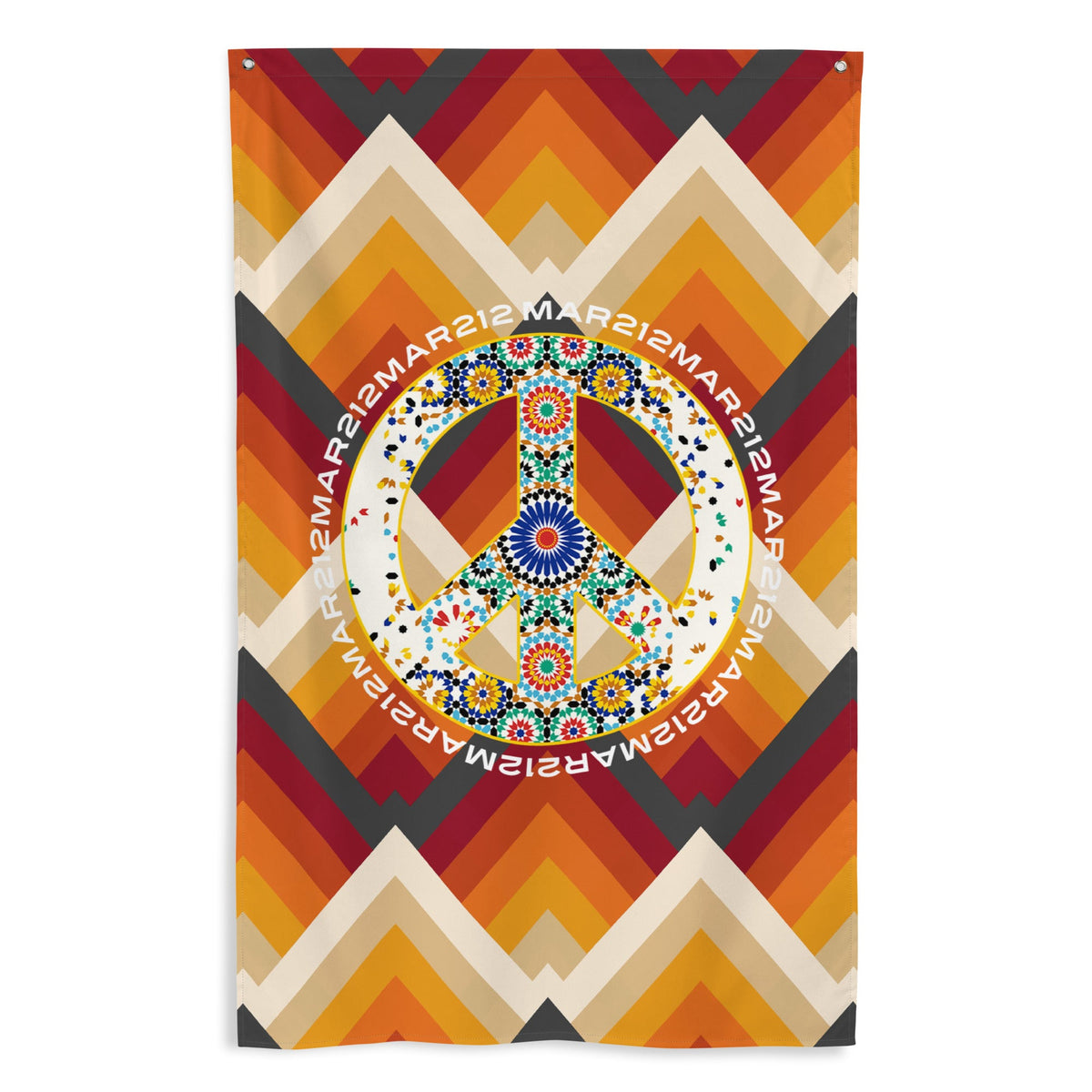 Drapeau Maroc peace and love Zellige