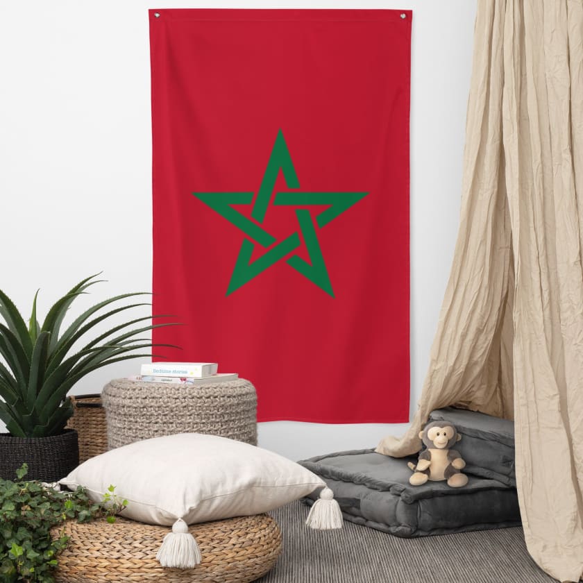 Drapeau rouge étoile verte