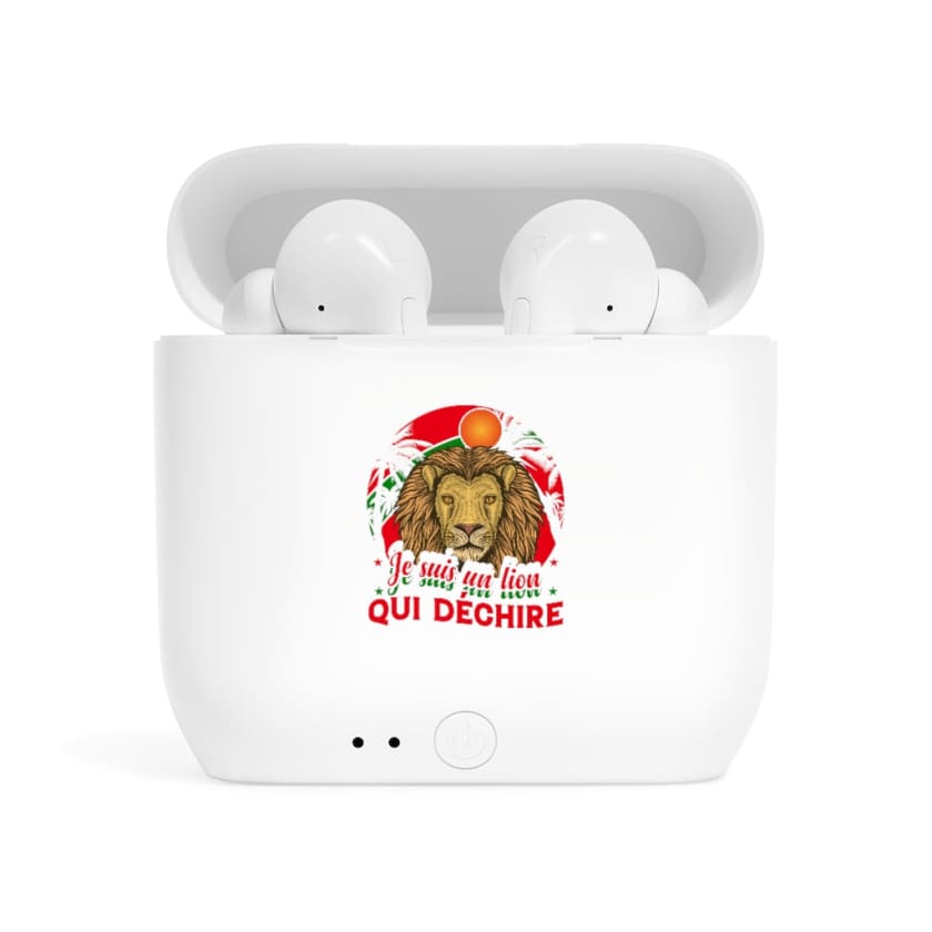 Écouteurs airpods Je suis un lion qui déchire - White / One 