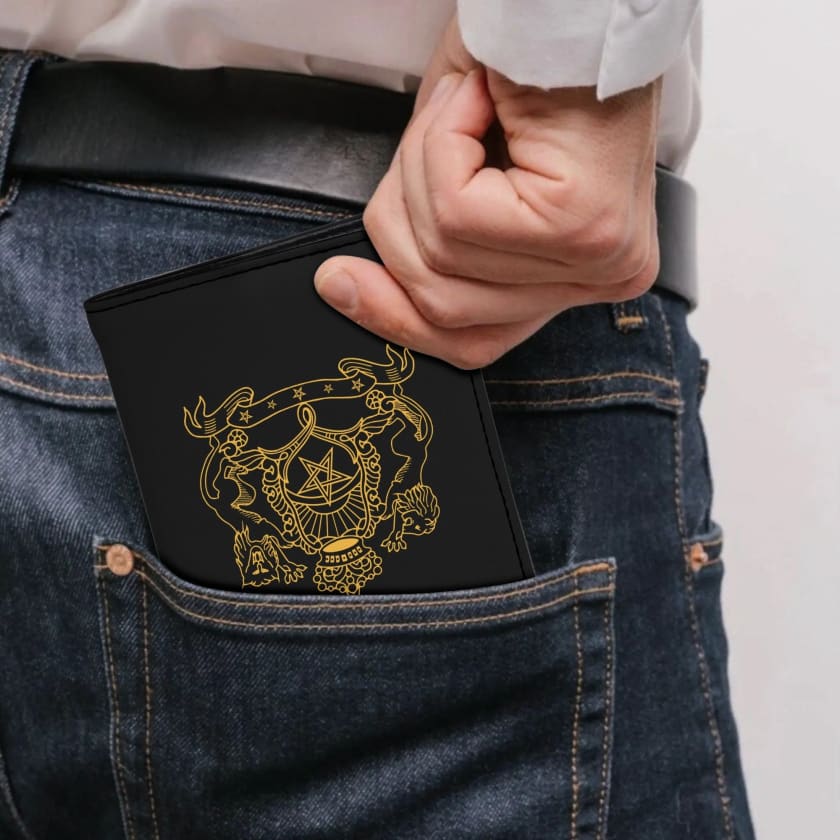 Étui passeport Cuir noir Emblème du Maroc