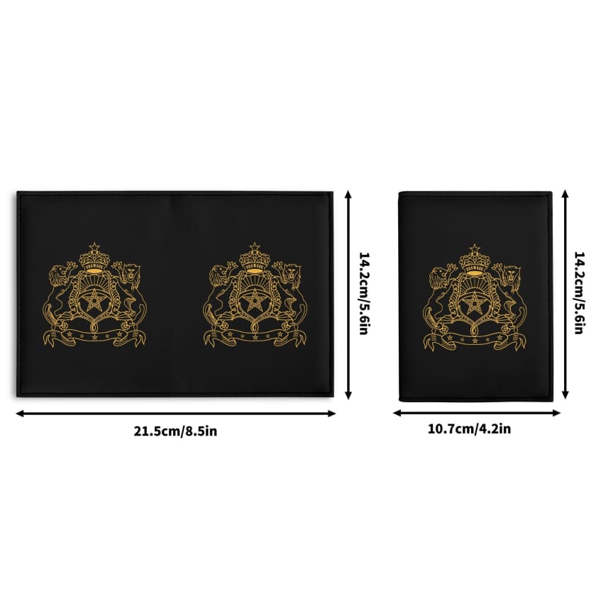 Étui passeport Cuir noir Emblème du Maroc