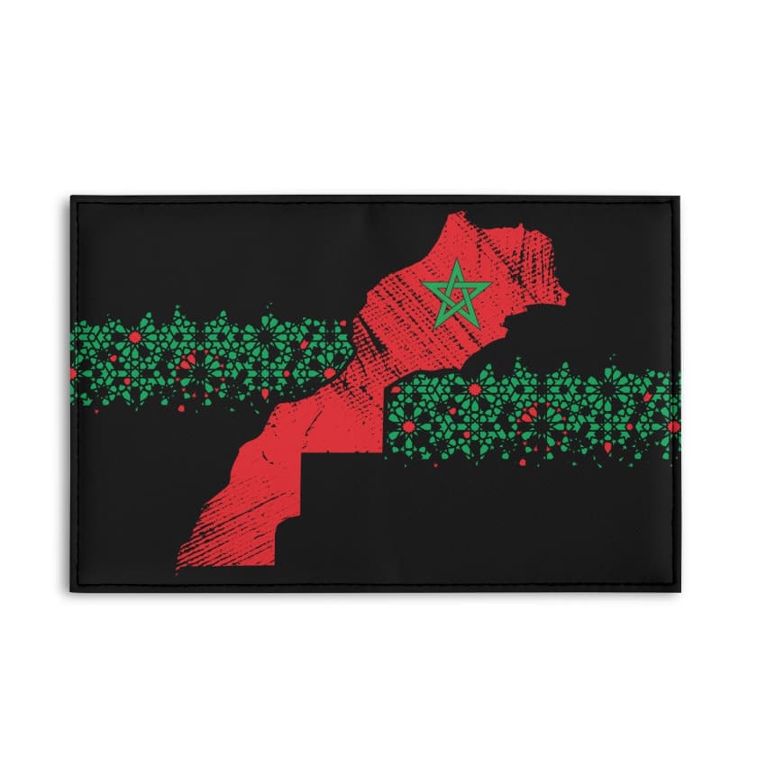 Étui passeport Noir carte du Maroc