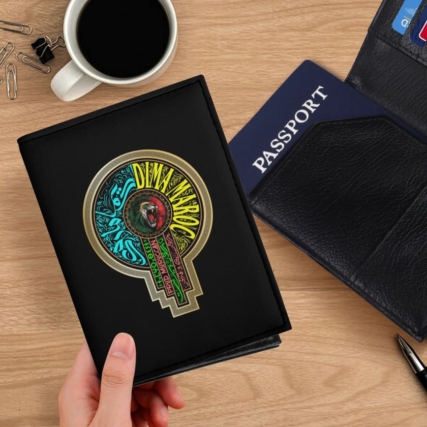 Etui passeport noir logo FRMF inspiration