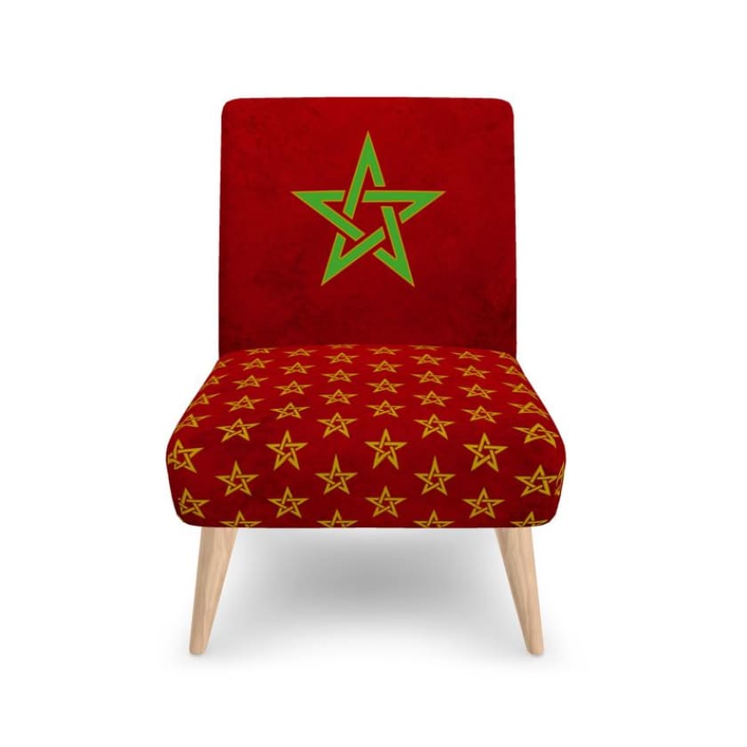 Fauteuil Design Drapeau Maroc en velours doux