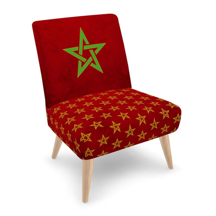 Fauteuil Design Drapeau Maroc en velours doux