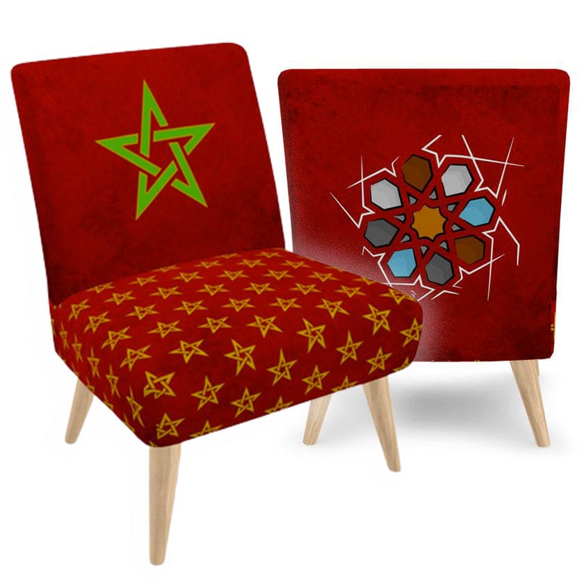 Fauteuil Design Drapeau Maroc en velours doux