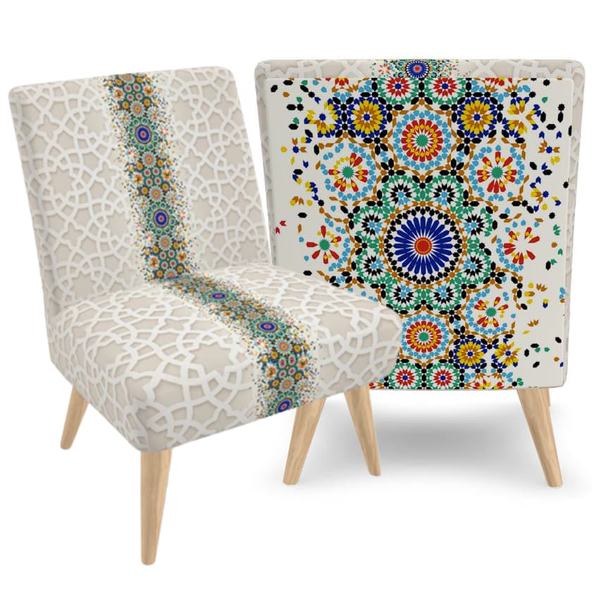 Fauteuil luxueux motifs Zellige Marocain pièce unique