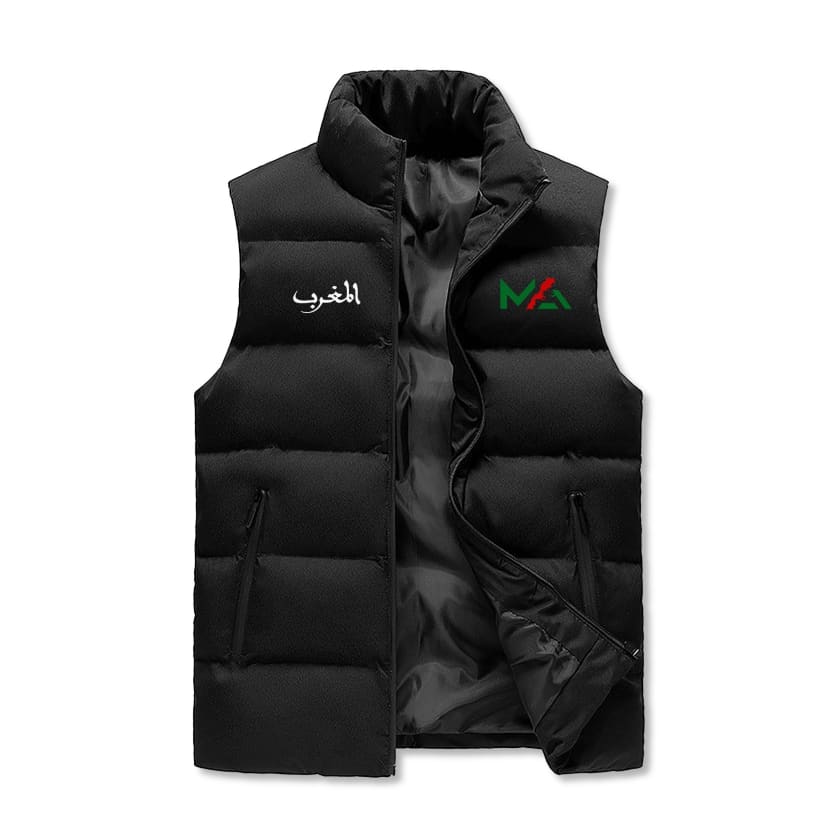 Gilet à capuche MA Maroc Noir Motif Zellige Marocain Dima