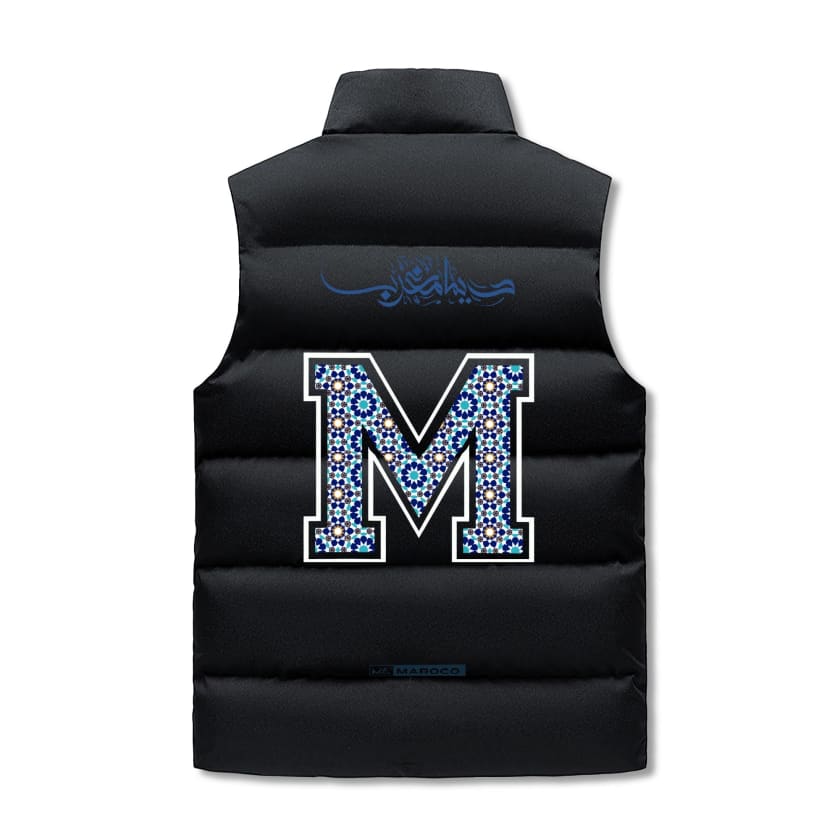 Gilet à capuche MA Maroc Noir Motif Zellige Marocain Dima