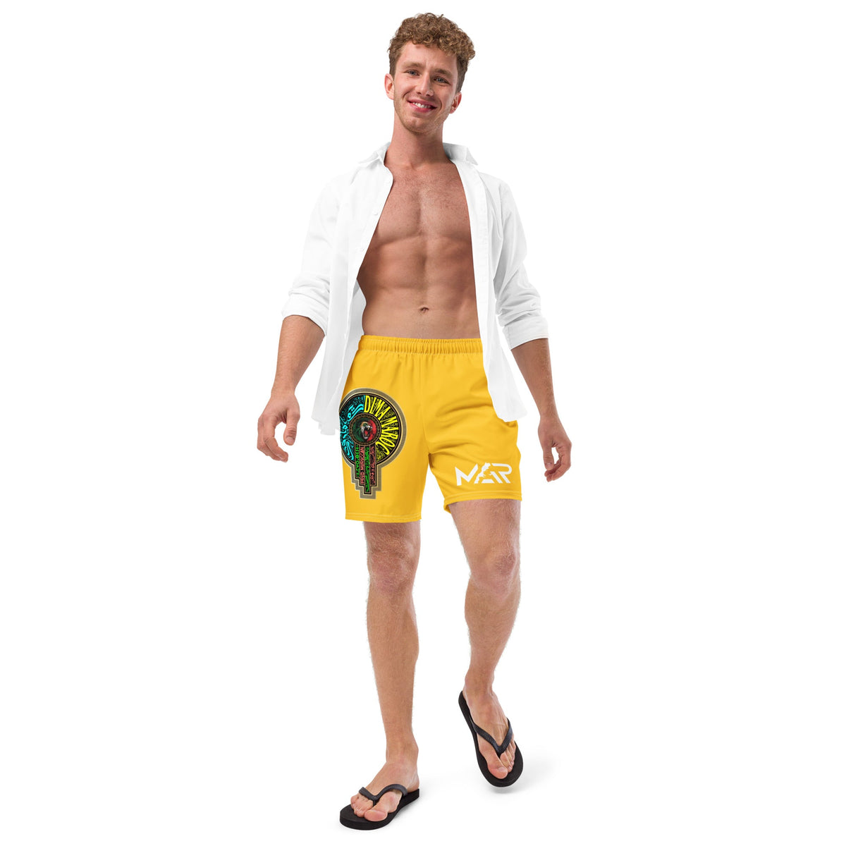 Maillot de bain jaune dima Maroc logo fédération homme
