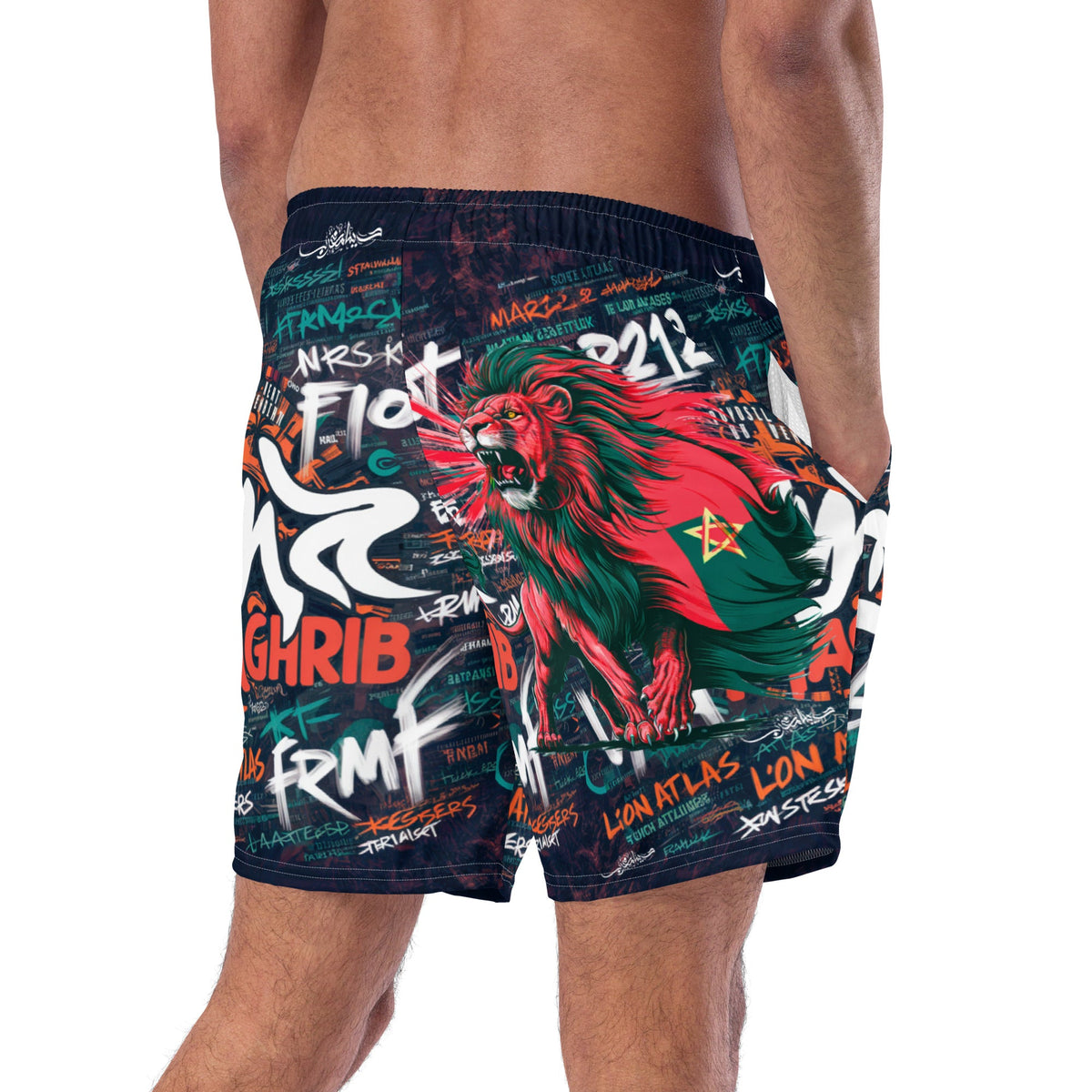 Maillot de bain LION DRAPEAU MAROC homme
