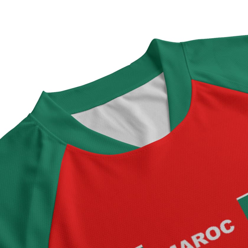 Maillot Foot Maroc stylé Rouge et Vert drapeau Maroc
