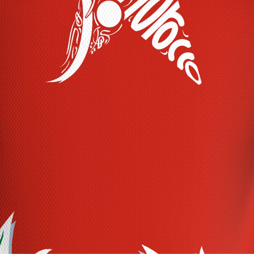 Maillot MAR Foot Maroc entraînement design flamme olympique