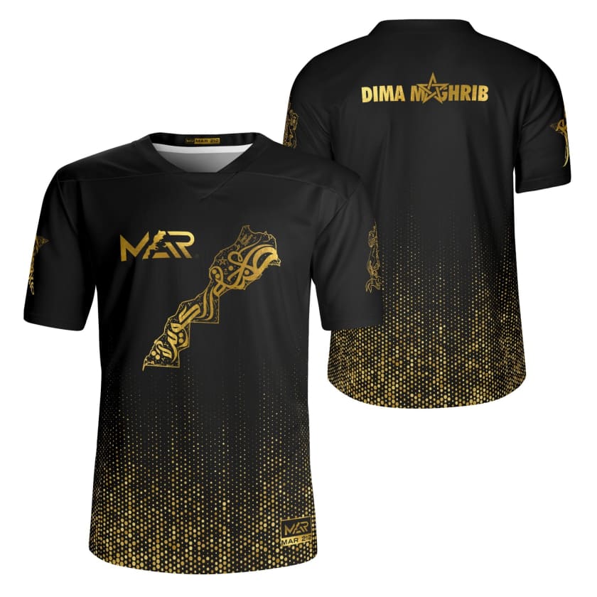 Maillot Maroc Carte Géo Complète Édition Full Gold