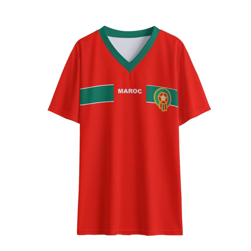 Maillot Maroc foot Vert personnalisé prénom et numéro motif doré