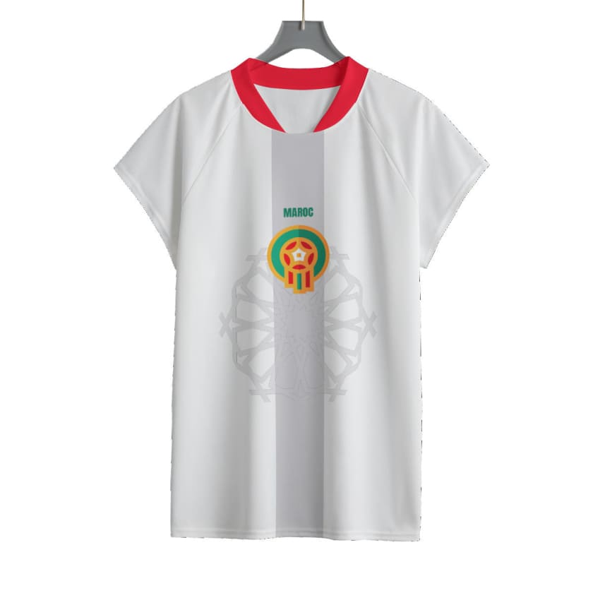 Maillot Maroc Foot Blanc à manches courtes