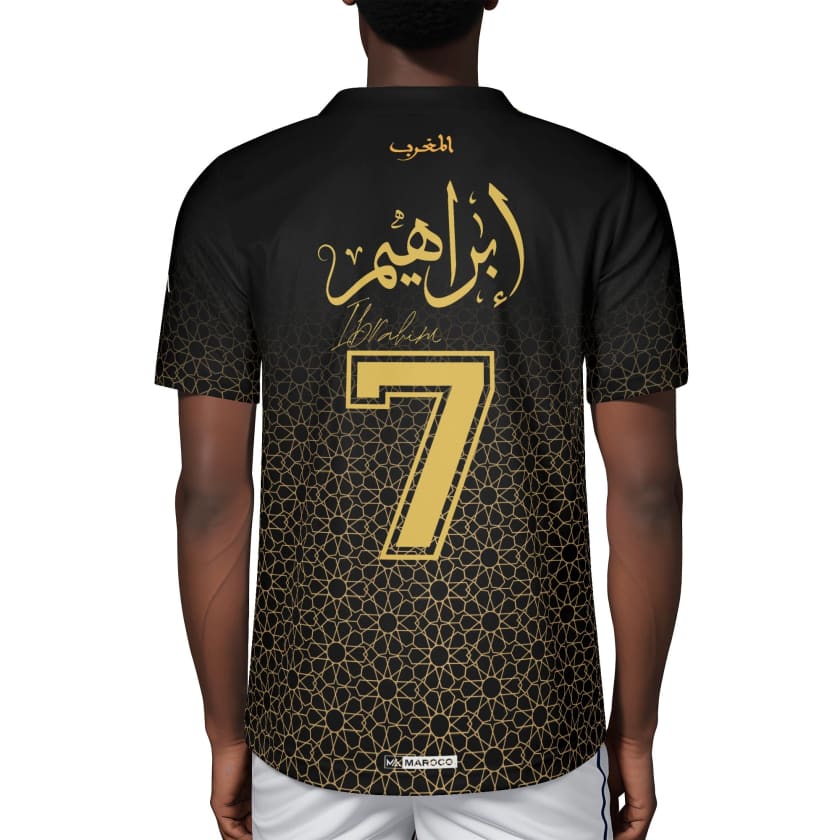 Maillot Maroc foot Noir personnalisé prénom Calligraphie