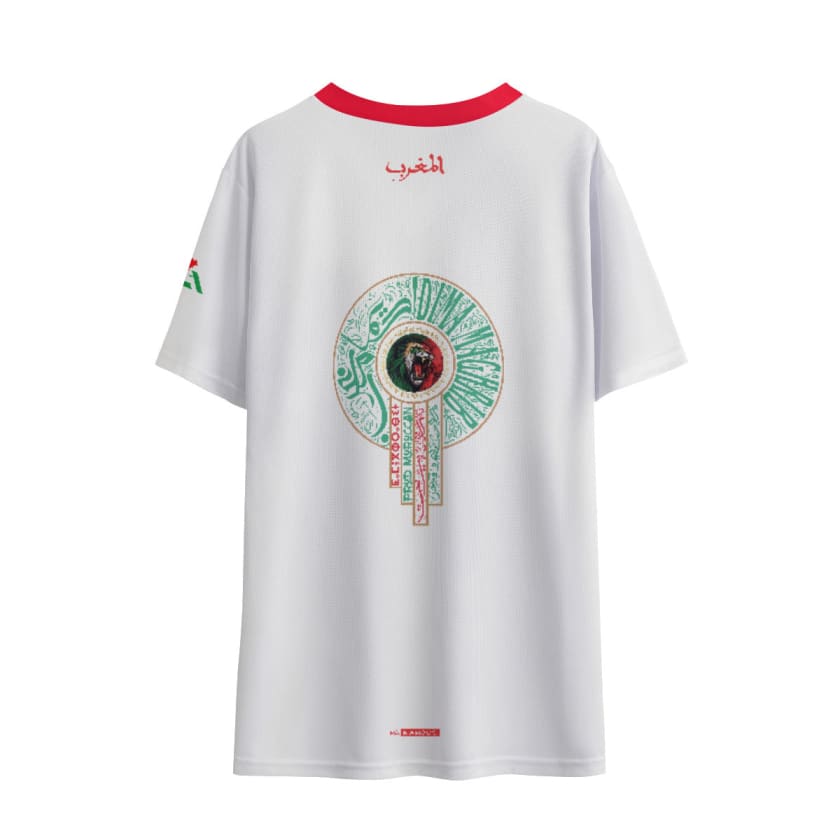 Maillot Maroc Football MAR Zellige Marocain Col V rouge pour