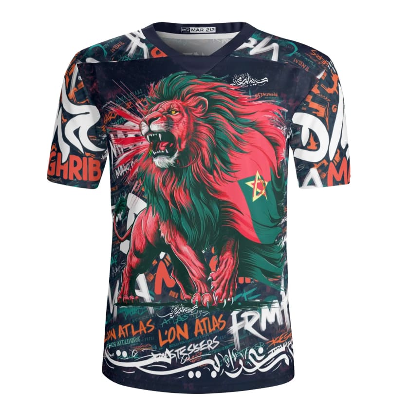 T-shirt Lion Du Maroc Numéro 10 - Couleurs Rouge Et Verte - Supporteur Football - Homme, Femme, Enfant - 5