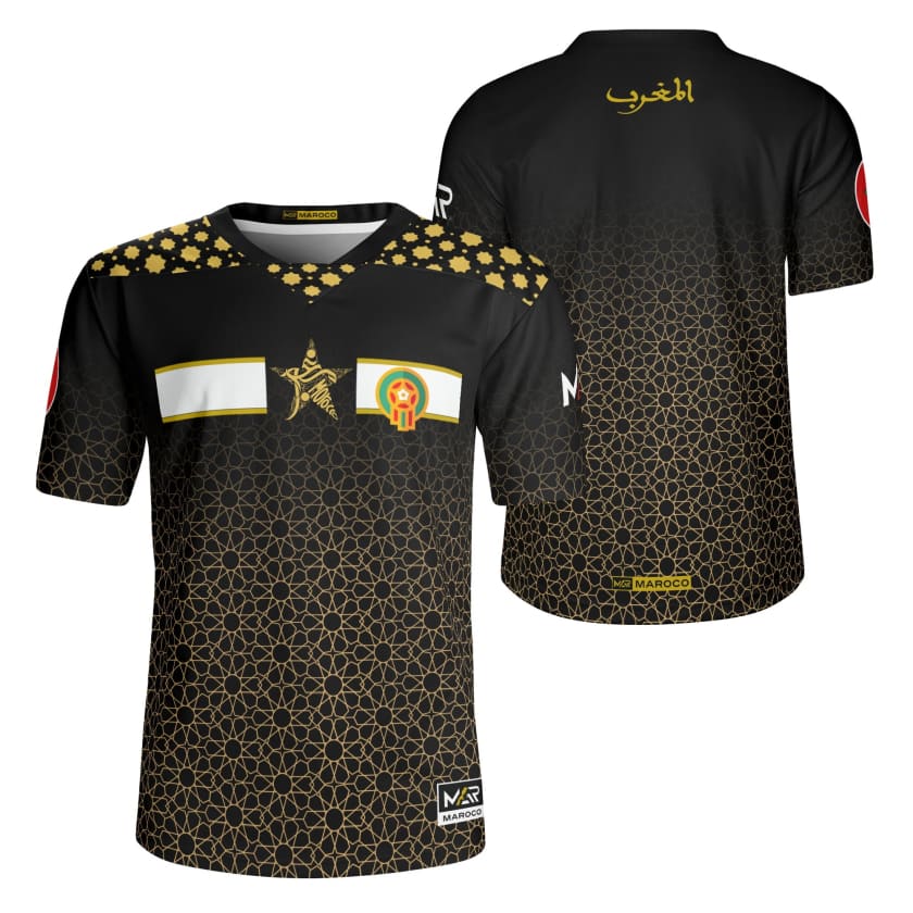Maillot Maroc Noir CAN 23/24 Gold Collection Mosaïque By Maroco